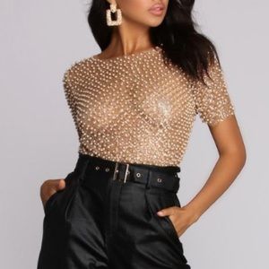 Windsor Gold Beaded Crop Top
